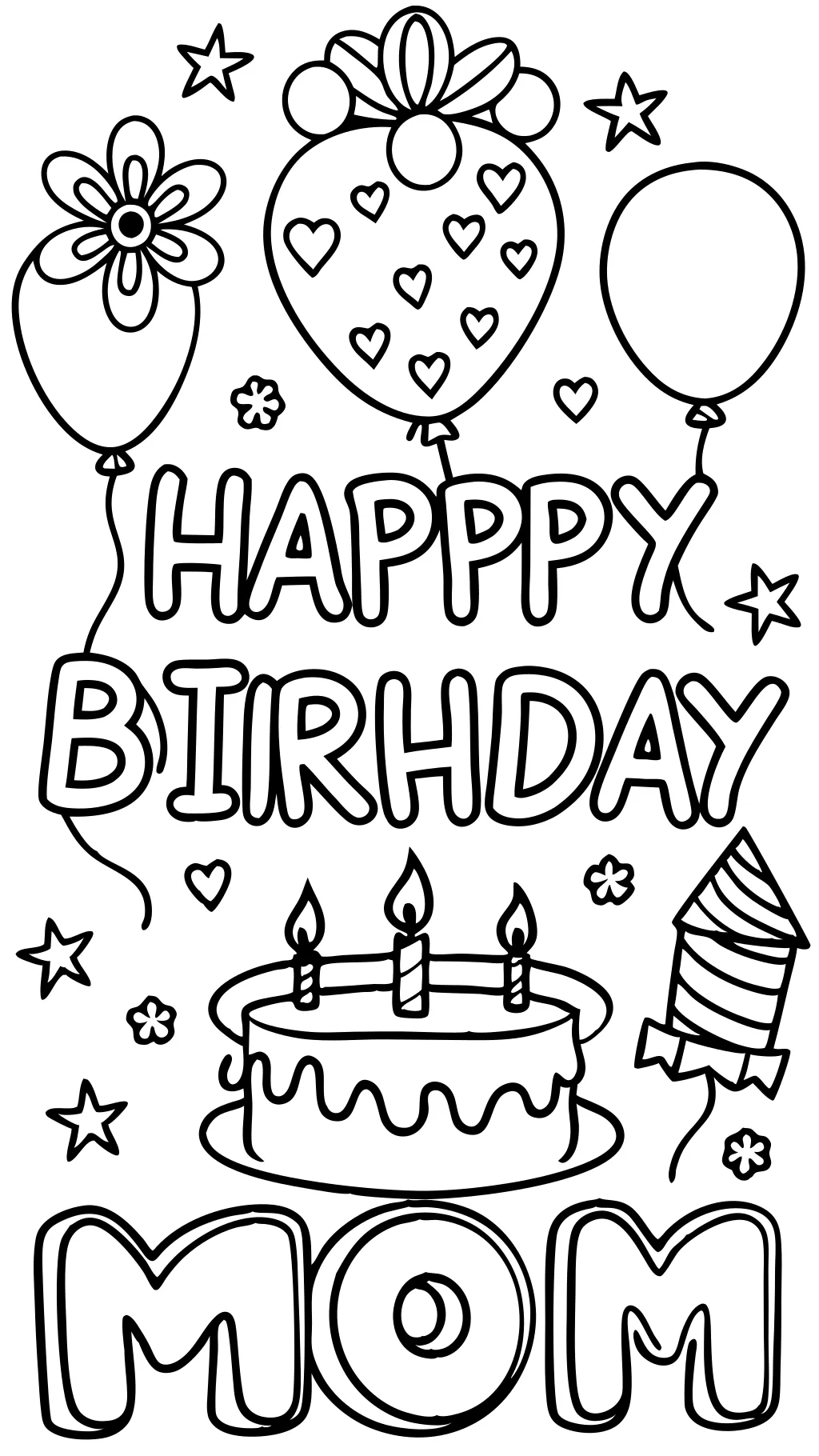 coloring pages happy birthday mom